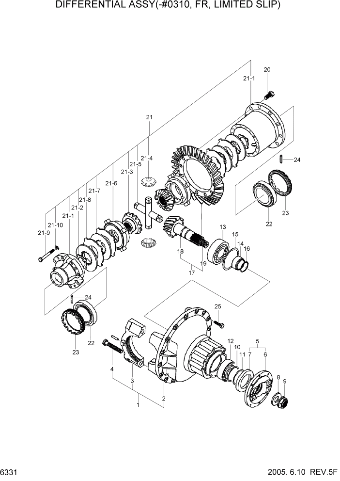 Схема запчастей Hyundai HL757-7 - PAGE 6331 DIFF ASSY(-#0310, FR, LIMITED SLIP) СИЛОВАЯ СИСТЕМА