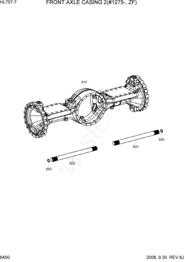 Схема запчастей Hyundai HL757-7 - PAGE 6450 FRONT AXLE CASING 2(#1275-, ZF) СИЛОВАЯ СИСТЕМА