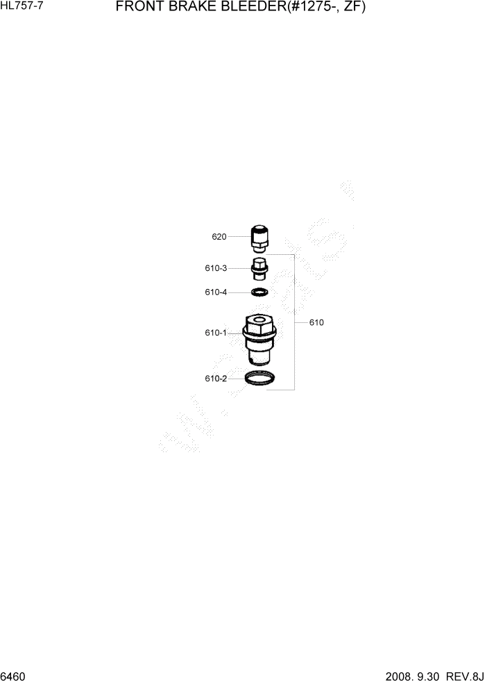 Схема запчастей Hyundai HL757-7 - PAGE 6460 FRONT BRAKE BLEEDER(#1275-, ZF) СИЛОВАЯ СИСТЕМА