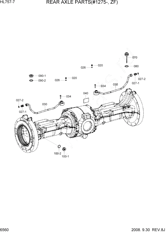 Схема запчастей Hyundai HL757-7 - PAGE 6560 REAR AXLE PARTS(#1275-, ZF) СИЛОВАЯ СИСТЕМА