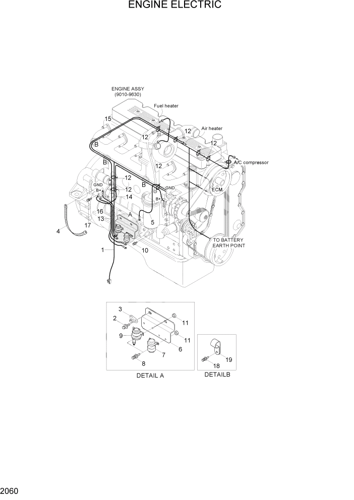 Схема запчастей Hyundai HL757-7A - PAGE 2060 ENGINE ELECTRIC ЭЛЕКТРИЧЕСКАЯ СИСТЕМА