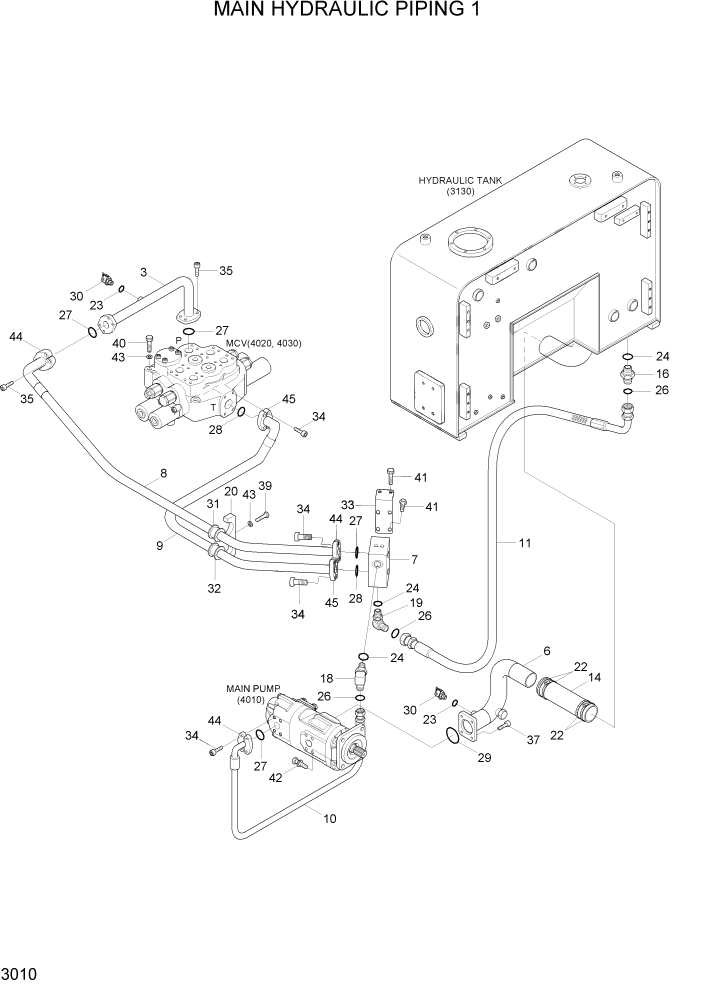 Схема запчастей Hyundai HL757-7A - PAGE 3010 MAIN HYDRAULIC PIPING 1 ГИДРАВЛИЧЕСКАЯ СИСТЕМА