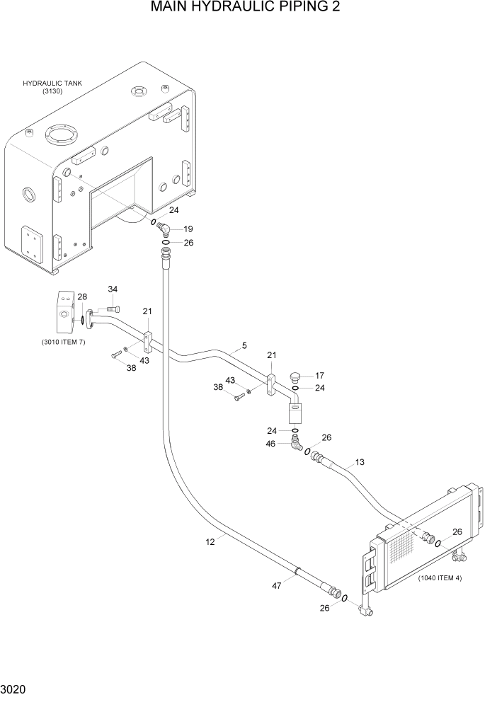 Схема запчастей Hyundai HL757-7A - PAGE 3020 MAIN HYDRAULIC PIPING 2 ГИДРАВЛИЧЕСКАЯ СИСТЕМА