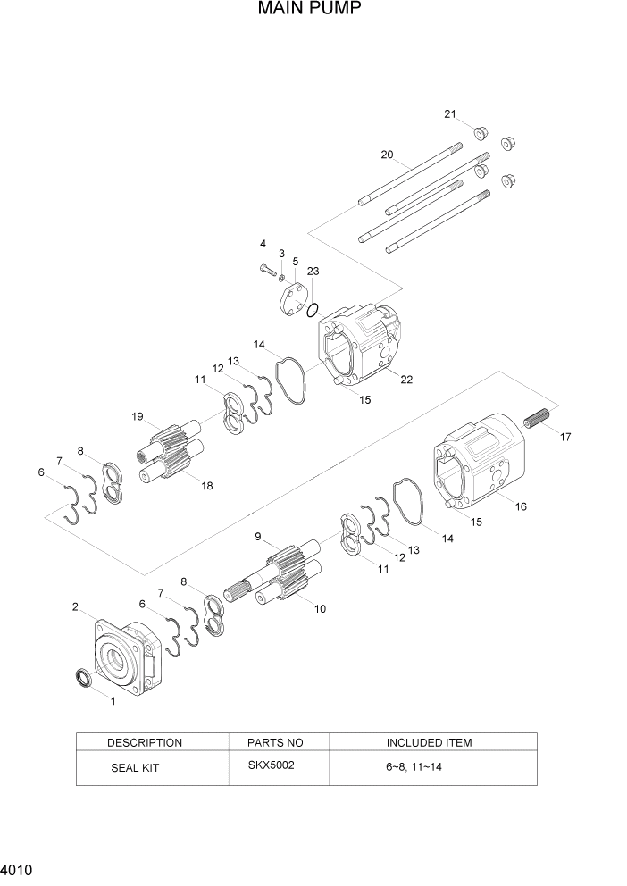 Схема запчастей Hyundai HL757-7A - PAGE 4010 MAIN PUMP ГИДРАВЛИЧЕСКИЕ КОМПОНЕНТЫ