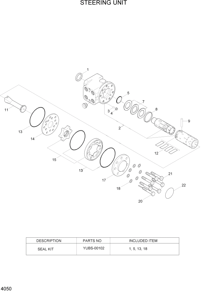 Схема запчастей Hyundai HL757-7A - PAGE 4050 STEERING UNIT ГИДРАВЛИЧЕСКИЕ КОМПОНЕНТЫ