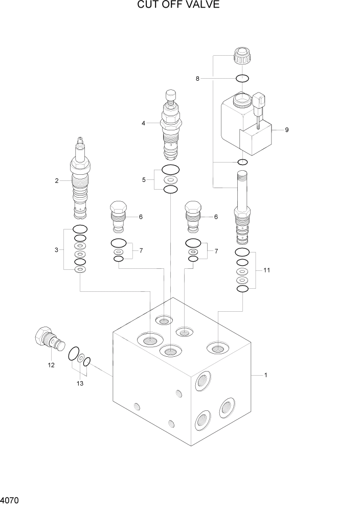 Схема запчастей Hyundai HL757-7A - PAGE 4070 CUT OFF VALVE ГИДРАВЛИЧЕСКИЕ КОМПОНЕНТЫ