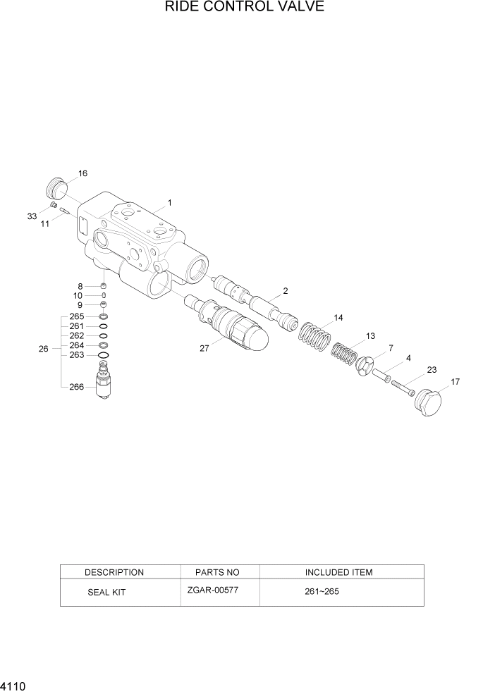 Схема запчастей Hyundai HL757-7A - PAGE 4110 RIDE CONTROL VALVE ГИДРАВЛИЧЕСКИЕ КОМПОНЕНТЫ