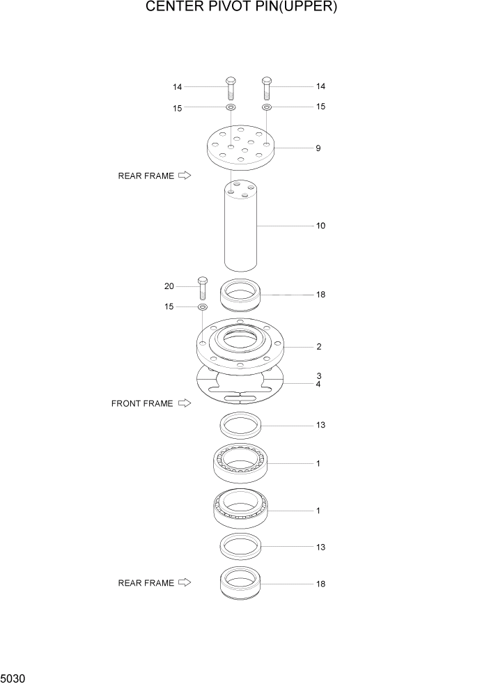 Схема запчастей Hyundai HL757-7A - PAGE 5030 CENTER PIVOT PIN(UPPER) СТРУКТУРА