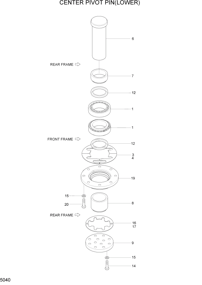 Схема запчастей Hyundai HL757-7A - PAGE 5040 CENTER PIVOT PIN(LOWER) СТРУКТУРА