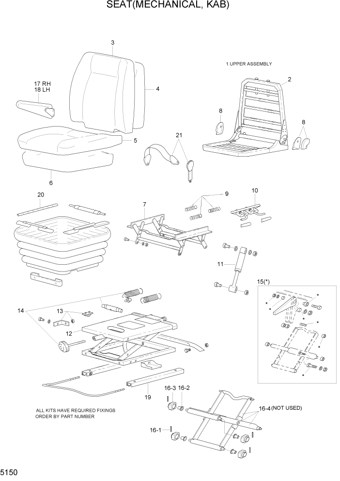 Схема запчастей Hyundai HL757-7A - PAGE 5150 SEAT(MECHANICAL, KAB) СТРУКТУРА