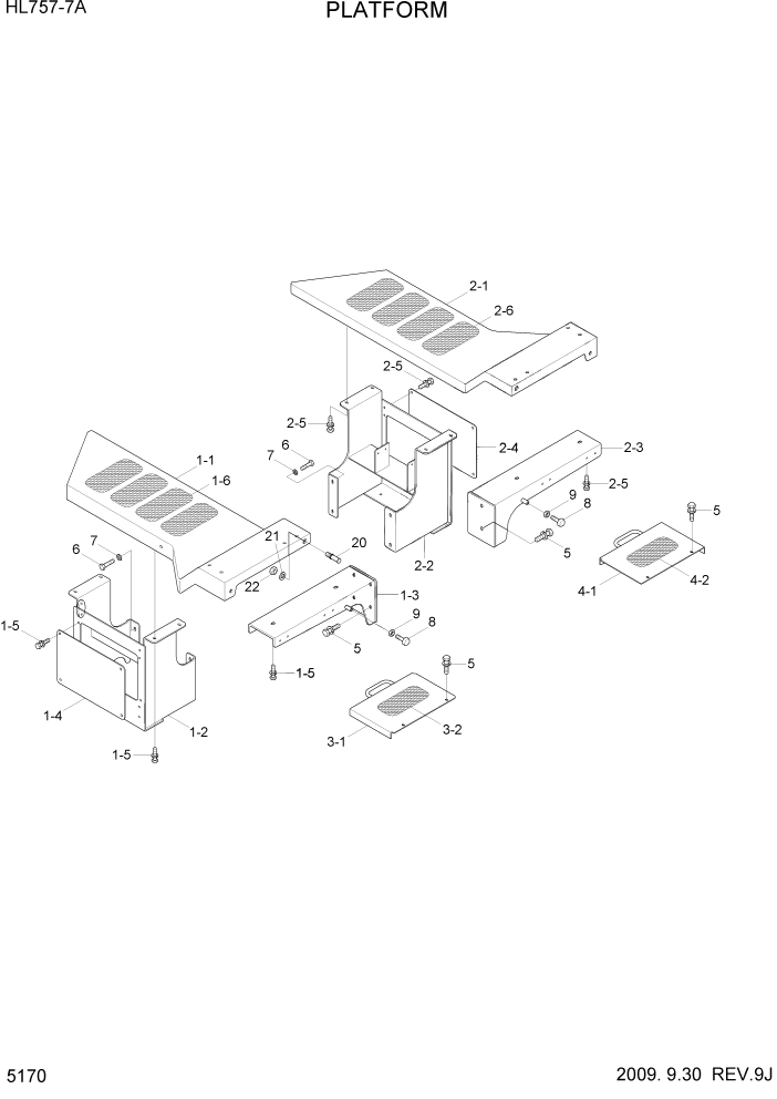 Схема запчастей Hyundai HL757-7A - PAGE 5170 PLATFORM СТРУКТУРА