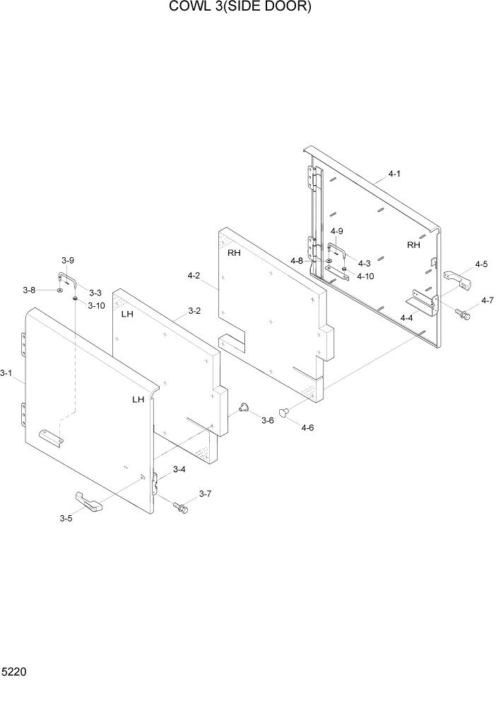 Схема запчастей Hyundai HL757-7A - PAGE 5220 COWL 3(SIDE DOOR) СТРУКТУРА