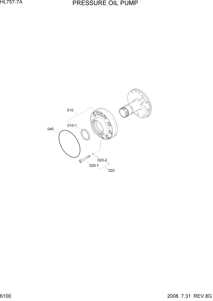 Схема запчастей Hyundai HL757-7A - PAGE 6100 PRESSURE OIL PUMP СИЛОВАЯ СИСТЕМА