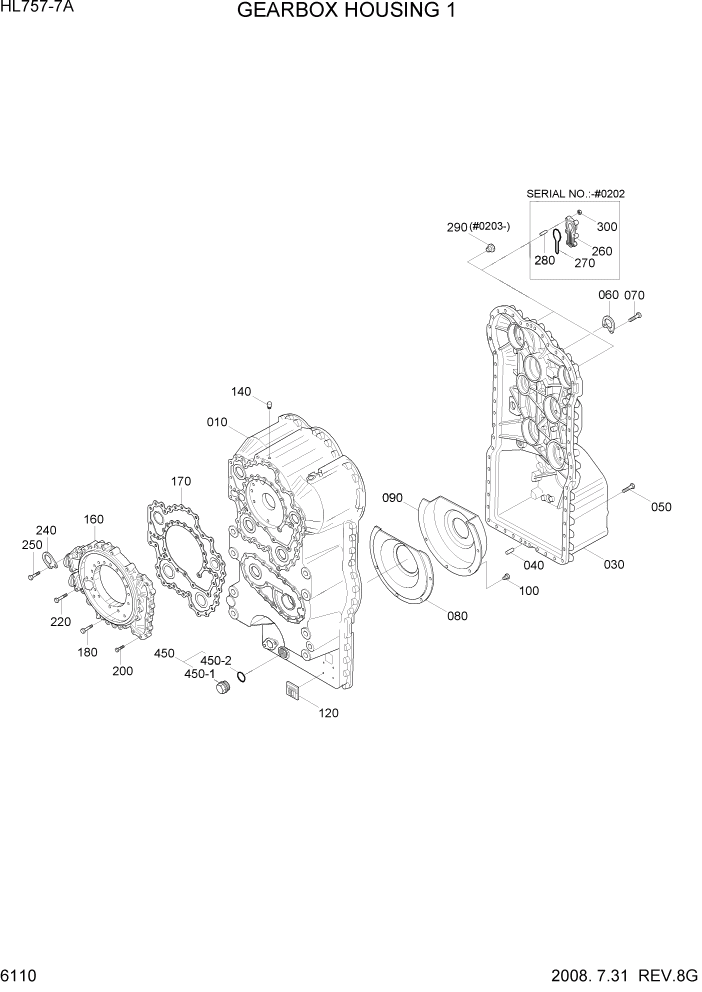 Схема запчастей Hyundai HL757-7A - PAGE 6110 GEARBOX HOUSING 1 СИЛОВАЯ СИСТЕМА