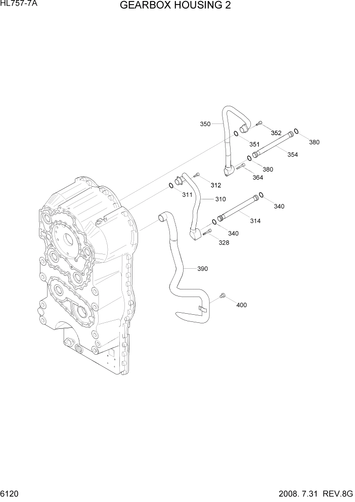 Схема запчастей Hyundai HL757-7A - PAGE 6120 GEARBOX HOUSING 2 СИЛОВАЯ СИСТЕМА