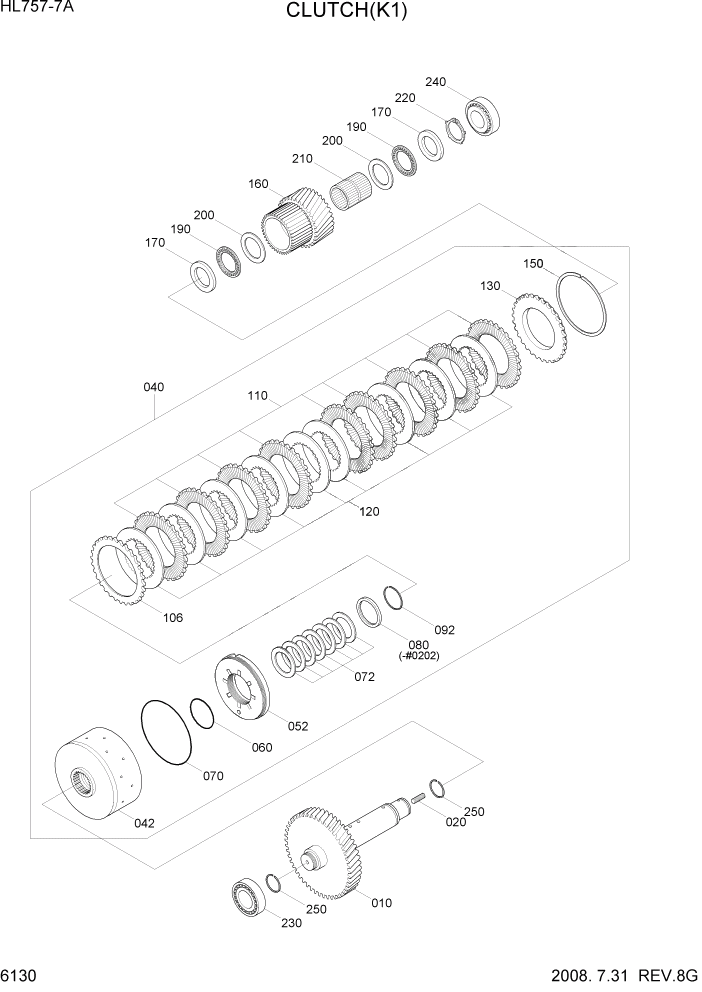 Схема запчастей Hyundai HL757-7A - PAGE 6130 CLUTCH(K1) СИЛОВАЯ СИСТЕМА