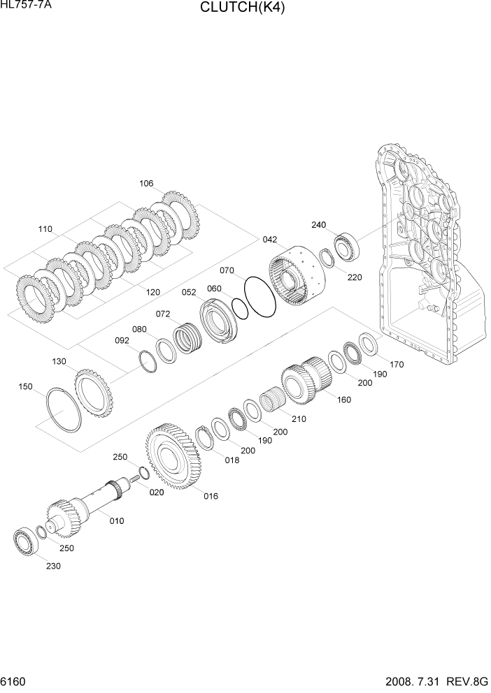 Схема запчастей Hyundai HL757-7A - PAGE 6160 CLUTCH(K4) СИЛОВАЯ СИСТЕМА