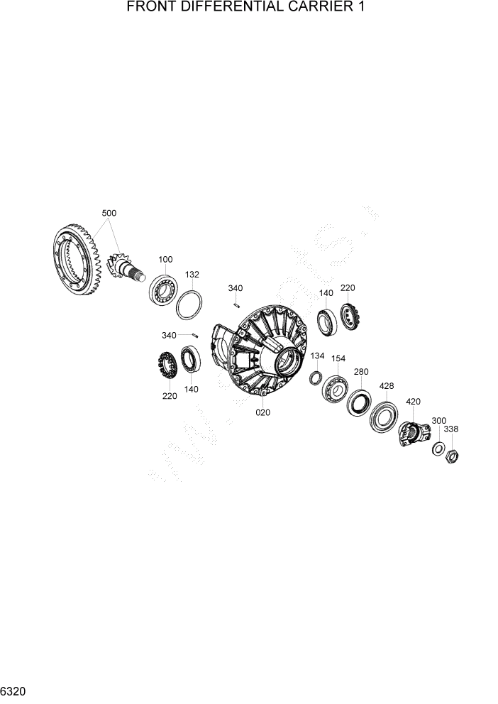 Схема запчастей Hyundai HL757-7A - PAGE 6320 FRONT DIFFERENTIAL CARRIER 1 СИЛОВАЯ СИСТЕМА