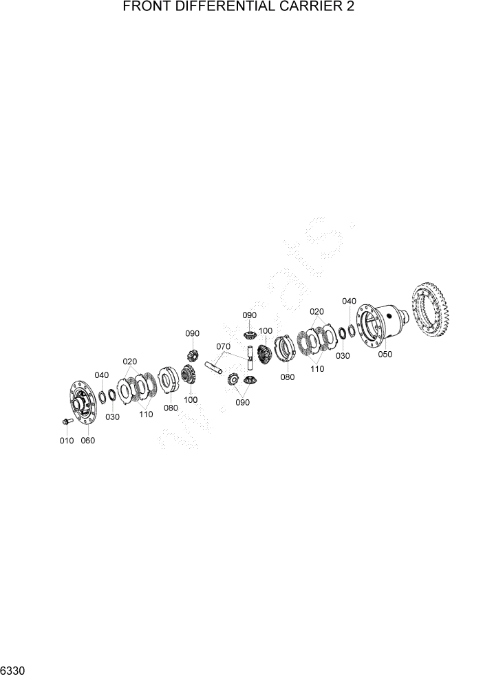 Схема запчастей Hyundai HL757-7A - PAGE 6330 FRONT DIFFERENTIAL CARRIER 2 СИЛОВАЯ СИСТЕМА