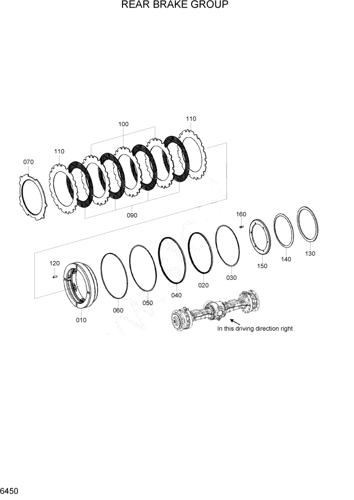 Схема запчастей Hyundai HL757-7A - PAGE 6450 REAR BRAKE GROUP СИЛОВАЯ СИСТЕМА