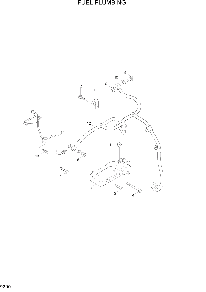 Схема запчастей Hyundai HL757-7A - PAGE 9200 FUEL PLUMBING ДВИГАТЕЛЬ БАЗА