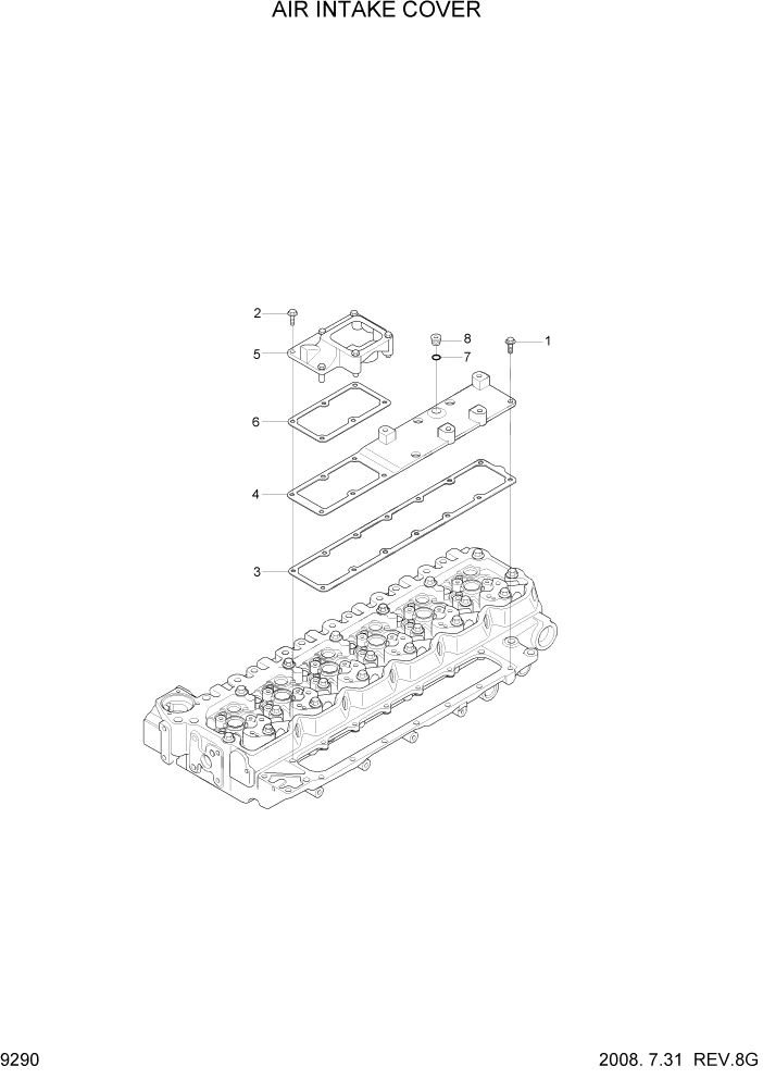 Схема запчастей Hyundai HL757-7A - PAGE 9290 AIR INTAKE COVER ДВИГАТЕЛЬ БАЗА