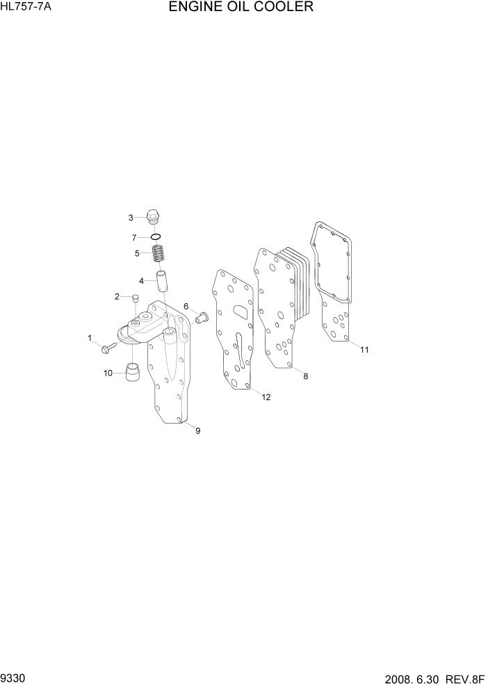 Схема запчастей Hyundai HL757-7A - PAGE 9330 ENGINE OIL COOLER ДВИГАТЕЛЬ БАЗА