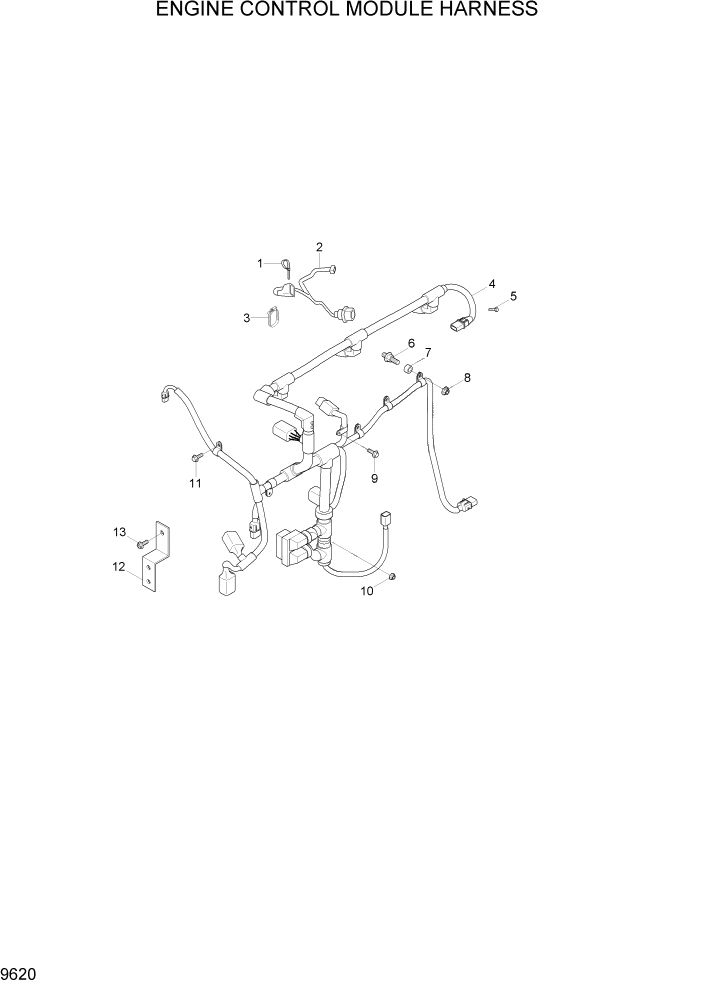 Схема запчастей Hyundai HL757-7A - PAGE 9620 ENGINE CONTROL MODULE HARNESS ДВИГАТЕЛЬ БАЗА