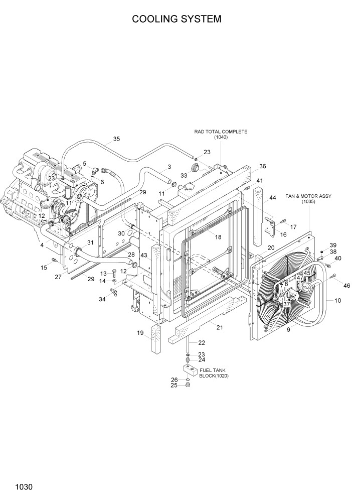 Схема запчастей Hyundai HL757TM7 - PAGE 1030 COOLING SYSTEM СИСТЕМА ДВИГАТЕЛЯ