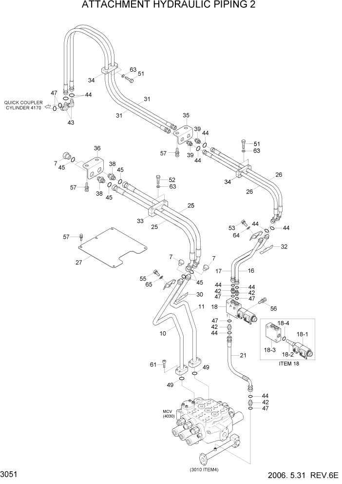 Схема запчастей Hyundai HL757TM7 - PAGE 3051 ATTACHMENT HYDRAULIC PIPING 2 ГИДРАВЛИЧЕСКАЯ СИСТЕМА