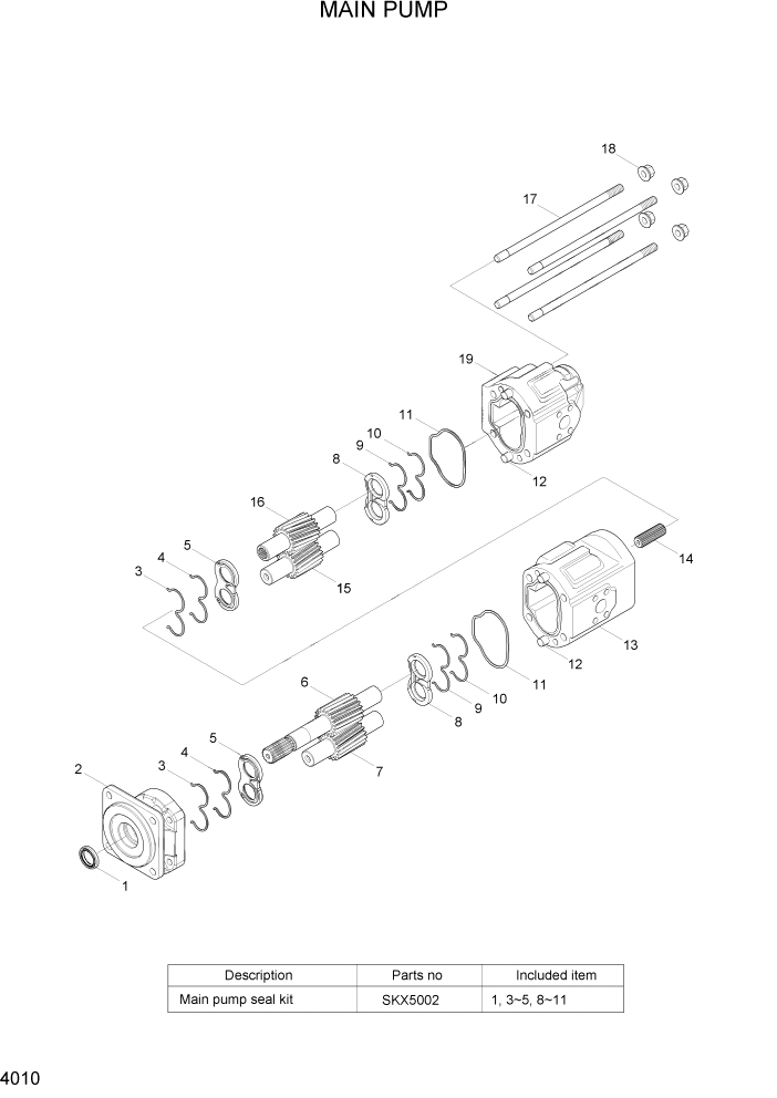 Схема запчастей Hyundai HL757TM7 - PAGE 4010 MAIN PUMP ГИДРАВЛИЧЕСКИЕ КОМПОНЕНТЫ