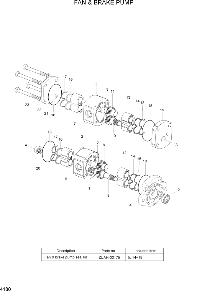 Схема запчастей Hyundai HL757TM7 - PAGE 4180 FAN & BRAKE PUMP ГИДРАВЛИЧЕСКИЕ КОМПОНЕНТЫ