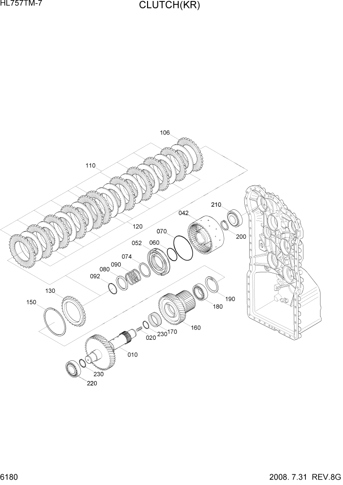 Схема запчастей Hyundai HL757TM7 - PAGE 6180 CLUTCH(KR) СИЛОВАЯ СИСТЕМА