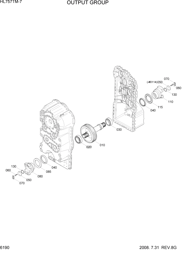 Схема запчастей Hyundai HL757TM7 - PAGE 6190 OUTPUT GROUP СИЛОВАЯ СИСТЕМА