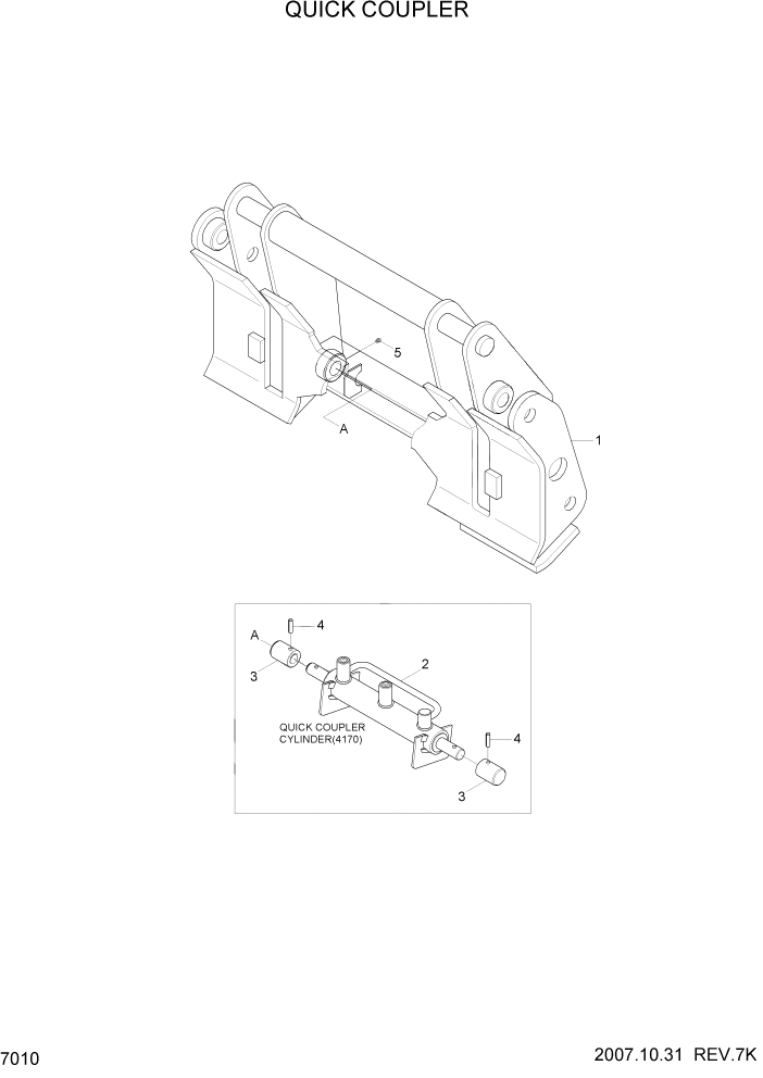 Схема запчастей Hyundai HL757TM7 - PAGE 7010 QUICK COUPLER РАБОЧЕЕ ОБОРУДОВАНИЕ