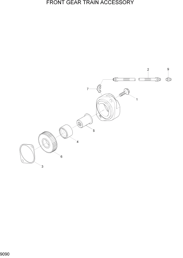 Схема запчастей Hyundai HL757TM7 - PAGE 9090 FRONT GEAR TRAIN ACCESSORY ДВИГАТЕЛЬ БАЗА