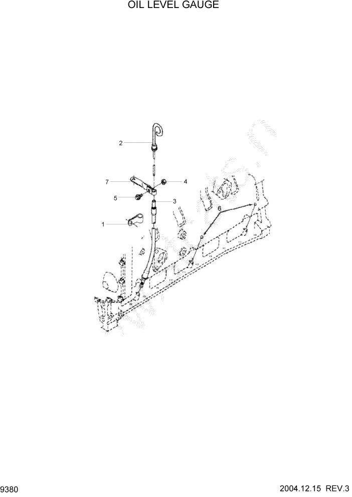 Схема запчастей Hyundai HL757TM7 - PAGE 9380 OIL LEVEL GAUGE ДВИГАТЕЛЬ БАЗА