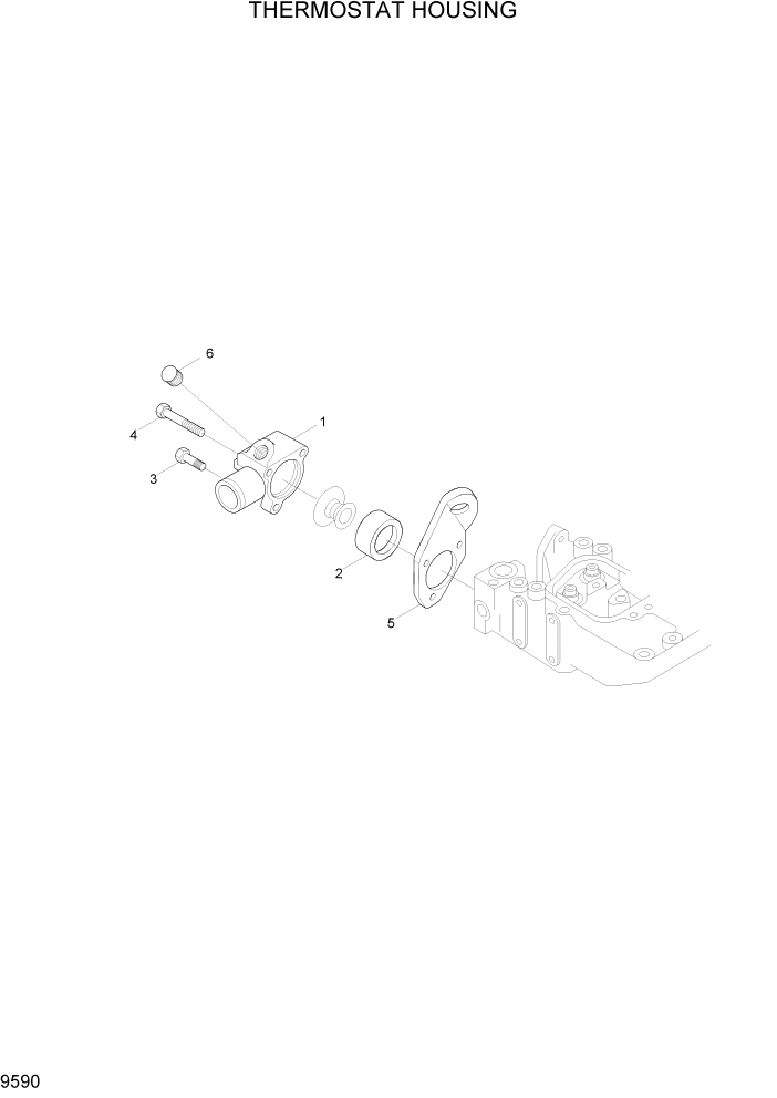 Схема запчастей Hyundai HL757TM7 - PAGE 9590 THERMOSTAT HOUSING ДВИГАТЕЛЬ БАЗА