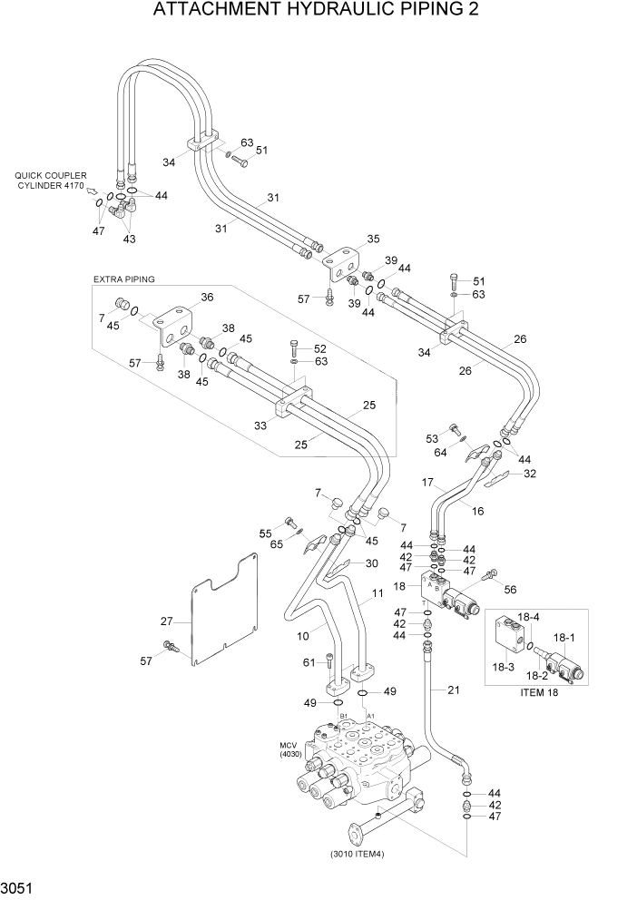 Схема запчастей Hyundai HL757TM7A - PAGE 3051 ATTACHMENT HYDRAULIC PIPING 2 ГИДРАВЛИЧЕСКАЯ СИСТЕМА