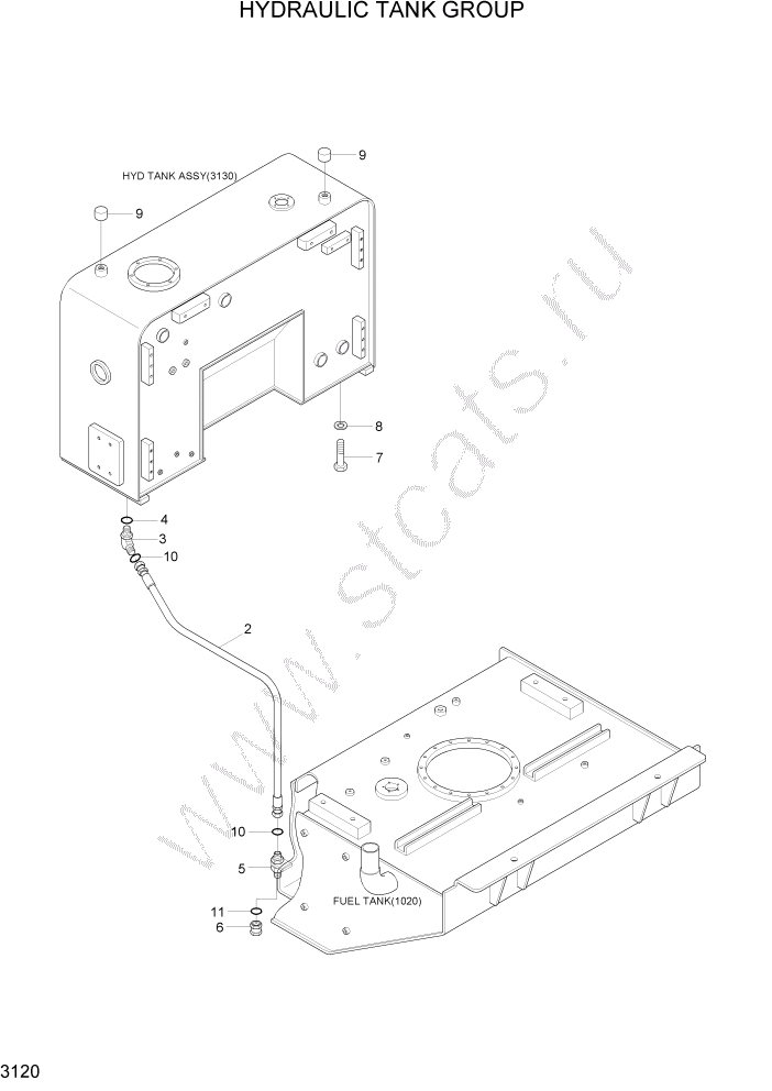 Схема запчастей Hyundai HL757TM7A - PAGE 3120 HYDRAULIC TANK GROUP ГИДРАВЛИЧЕСКАЯ СИСТЕМА