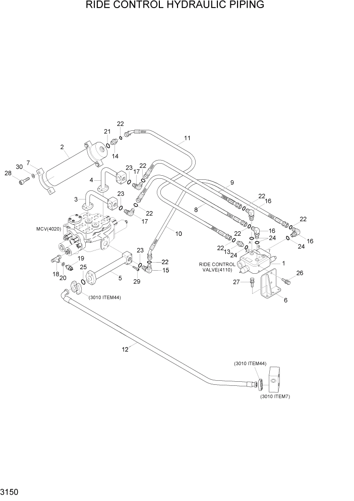 Схема запчастей Hyundai HL757TM7A - PAGE 3150 RIDE CONTROL HYDRAULIC PIPING ГИДРАВЛИЧЕСКАЯ СИСТЕМА