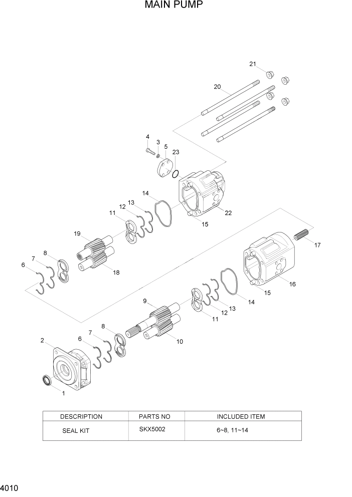 Схема запчастей Hyundai HL757TM7A - PAGE 4010 MAIN PUMP ГИДРАВЛИЧЕСКИЕ КОМПОНЕНТЫ