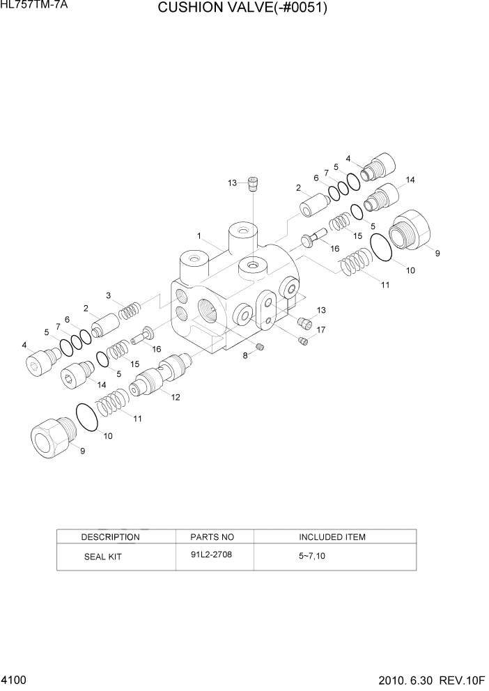 Схема запчастей Hyundai HL757TM7A - PAGE 4100 CUSHION VALVE(-#0051) ГИДРАВЛИЧЕСКИЕ КОМПОНЕНТЫ