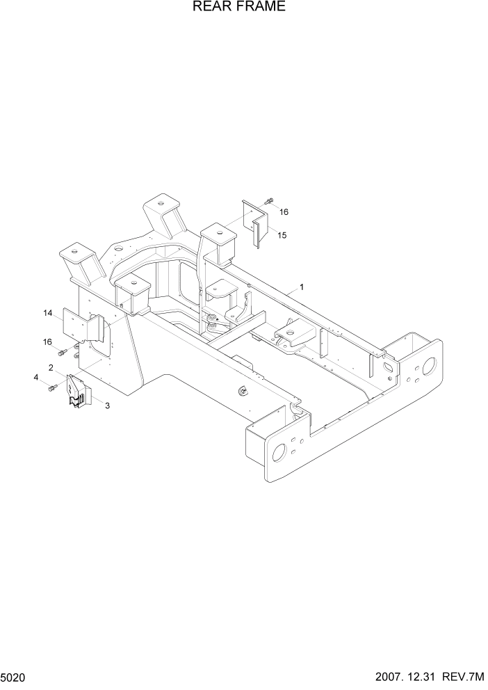 Схема запчастей Hyundai HL757TM7A - PAGE 5020 REAR FRAME СТРУКТУРА