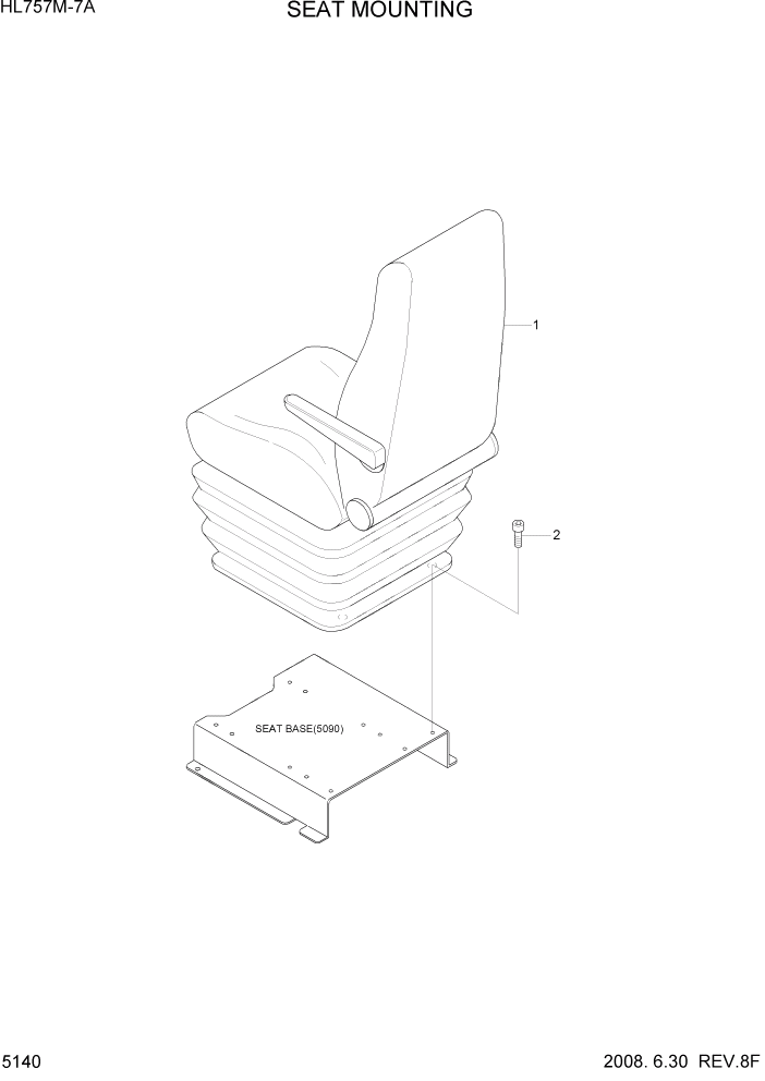 Схема запчастей Hyundai HL757TM7A - PAGE 5140 SEAT MOUNTING СТРУКТУРА