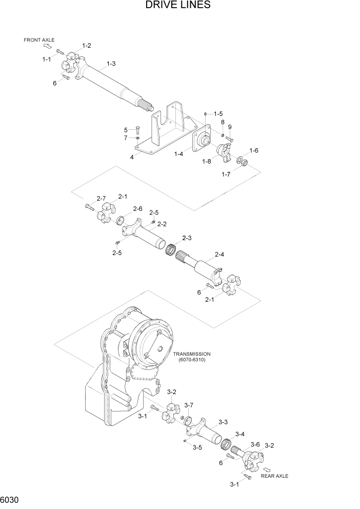 Схема запчастей Hyundai HL757TM7A - PAGE 6030 DRIVE LINES СИЛОВАЯ СИСТЕМА