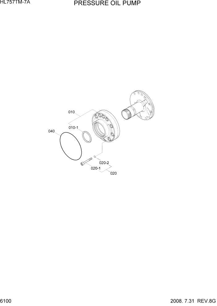 Схема запчастей Hyundai HL757TM7A - PAGE 6100 PRESSURE OIL PUMP СИЛОВАЯ СИСТЕМА