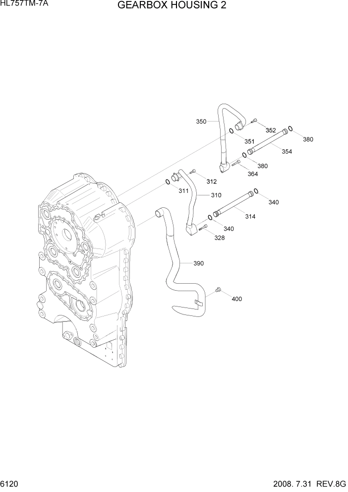 Схема запчастей Hyundai HL757TM7A - PAGE 6120 GEARBOX HOUSING 2 СИЛОВАЯ СИСТЕМА