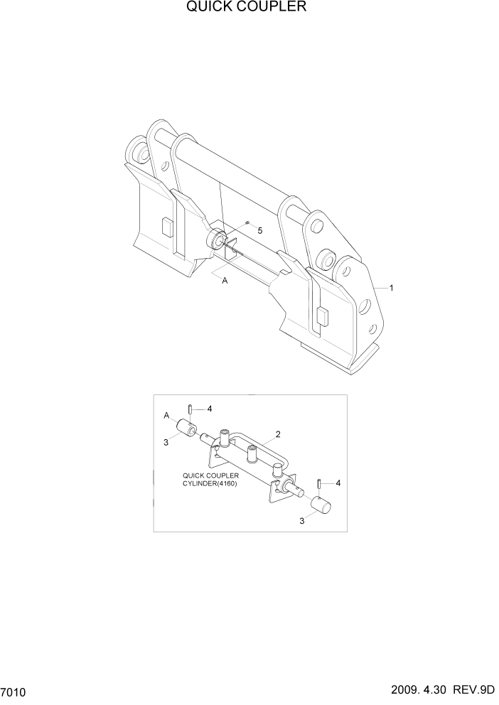 Схема запчастей Hyundai HL757TM7A - PAGE 7010 QUICK COUPLER РАБОЧЕЕ ОБОРУДОВАНИЕ