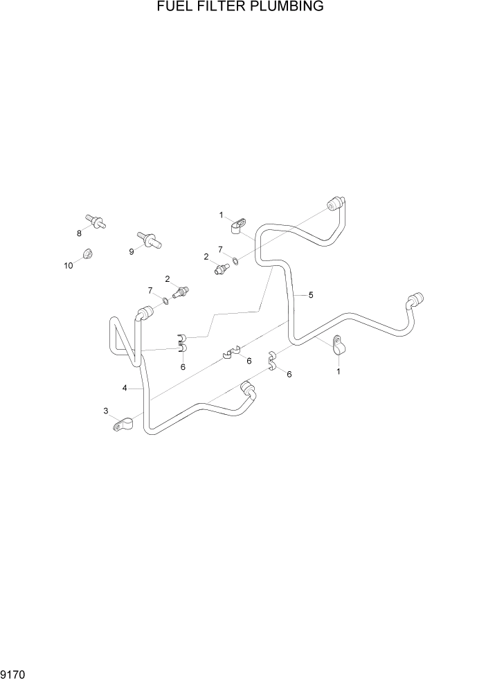 Схема запчастей Hyundai HL757TM7A - PAGE 9170 FUEL FILTER PLUMBING ДВИГАТЕЛЬ БАЗА